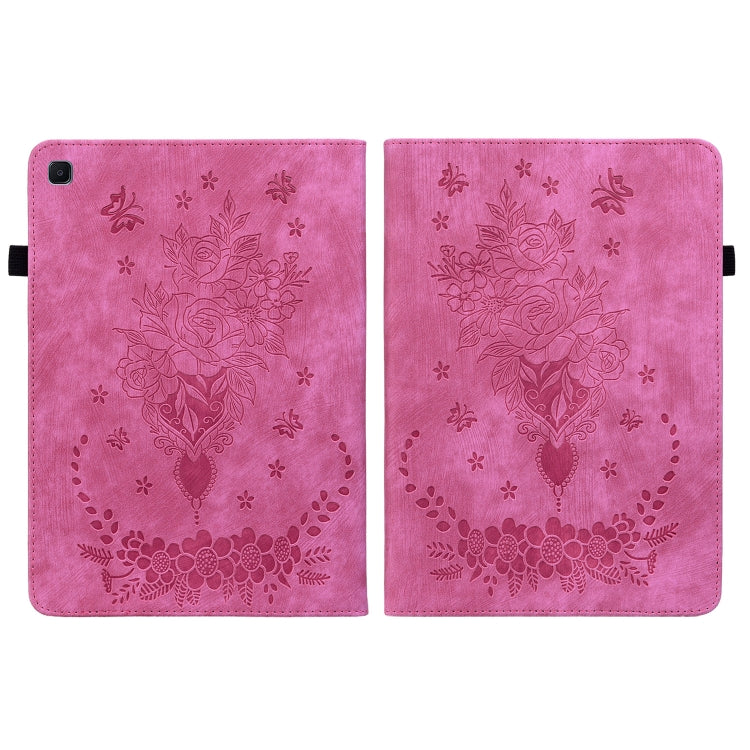 For Samsung Galaxy Tab S5e/T720/T725 Butterfly Rose Embossed Leather Tablet Case(Rose Red) by bashfashion