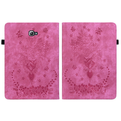 For Samsung Galaxy Tab A 10.1 2016/T580/T585 Butterfly Rose Embossed Leather Tablet Case(Rose Red) by bashfashion
