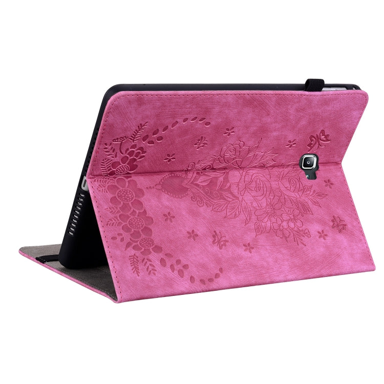 For Samsung Galaxy Tab A 10.1 2016/T580/T585 Butterfly Rose Embossed Leather Tablet Case(Rose Red) by bashfashion
