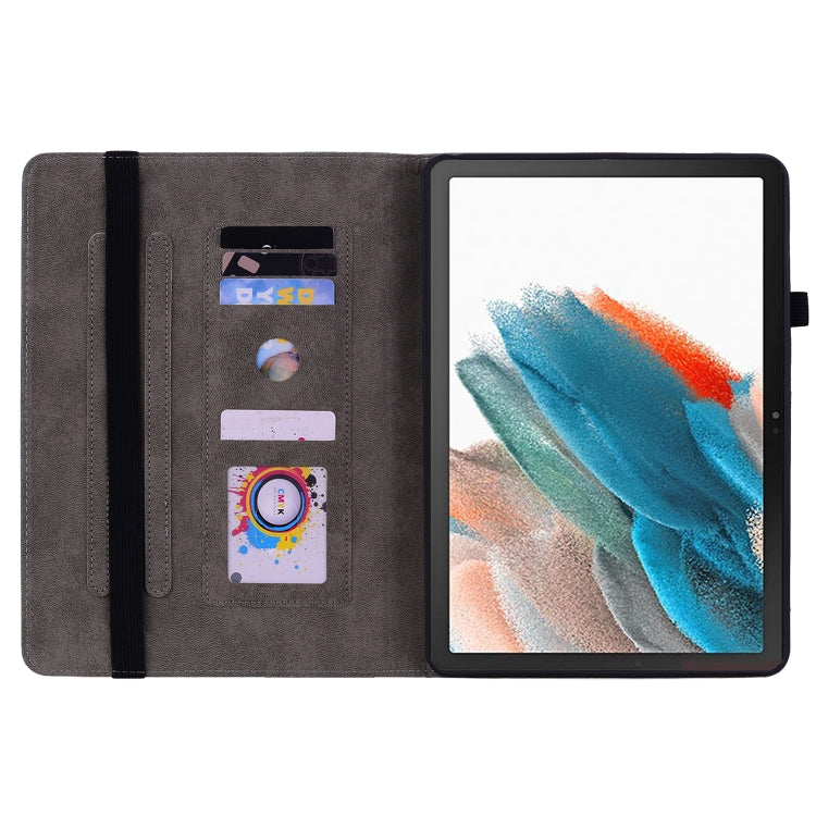 For Samsung Galaxy Tab А9 Butterfly Rose Embossed Leather Tablet Case(Green) by bashfashion