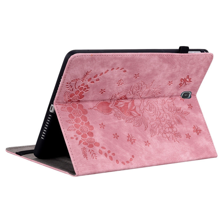 For Samsung Galaxy Tab A 9.7 T550 T555 Butterfly Rose Embossed Leather Tablet Case(Pink) by bashfashion