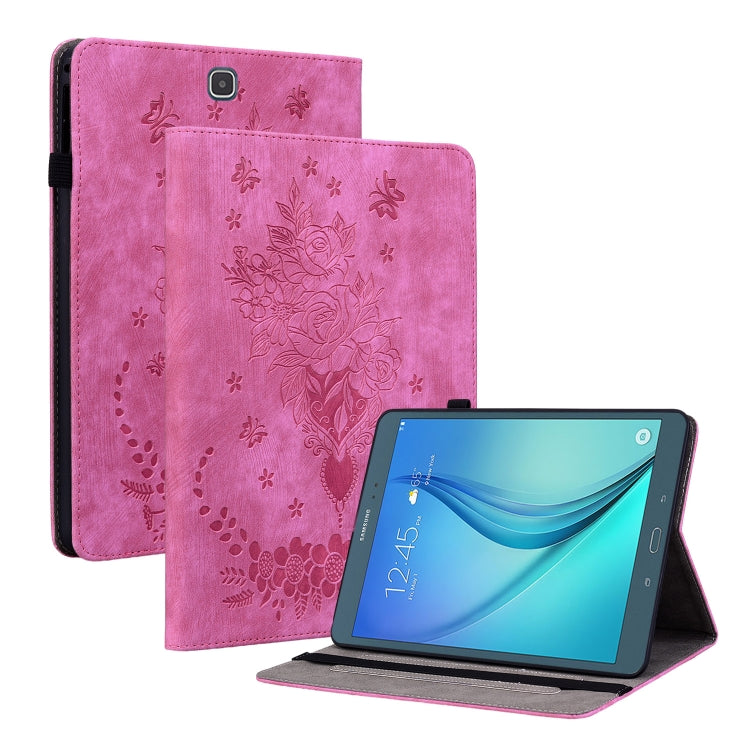 For Samsung Galaxy Tab A 9.7 T550 T555 Butterfly Rose Embossed Leather Tablet Case(Rose Red) by bashfashion