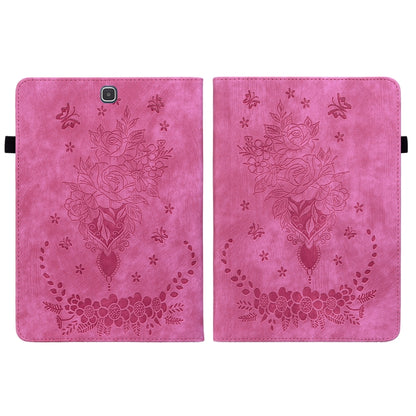 For Samsung Galaxy Tab A 9.7 T550 T555 Butterfly Rose Embossed Leather Tablet Case(Rose Red) by bashfashion