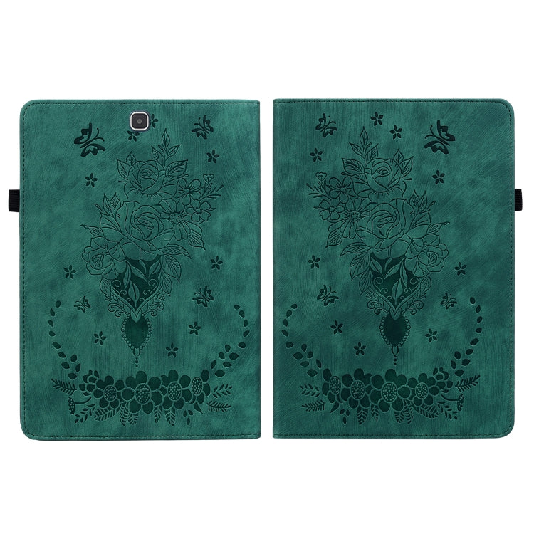 For Samsung Galaxy Tab A 9.7 T550 T555 Butterfly Rose Embossed Leather Tablet Case(Green) by bashfashion
