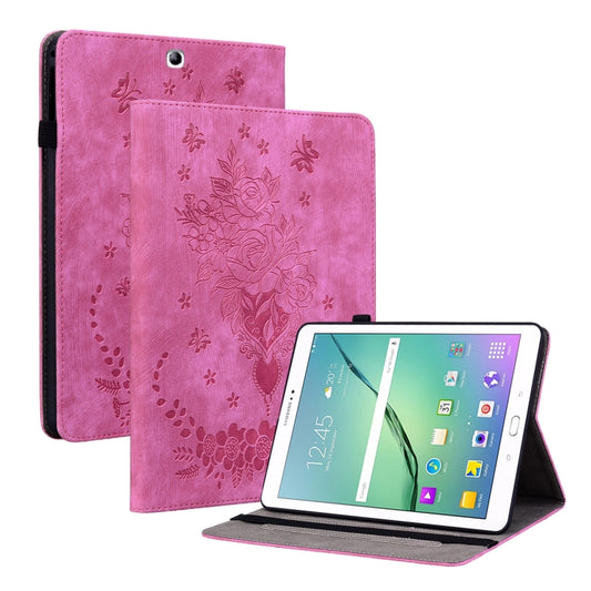 For Samsung Galaxy Tab S2 9.7 T810 T815 Butterfly Rose Embossed Leather Tablet Case(Rose Red) by bashfashion