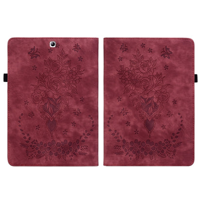 For Samsung Galaxy Tab S2 9.7 T810 T815 Butterfly Rose Embossed Leather Tablet Case(Red) by bashfashion