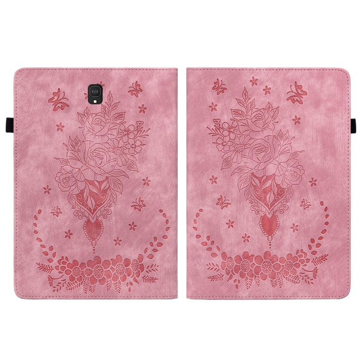 For Samsung Galaxy Tab S4 10.5 SM-T830 Butterfly Rose Embossed Leather Tablet Case(Pink) by bashfashion