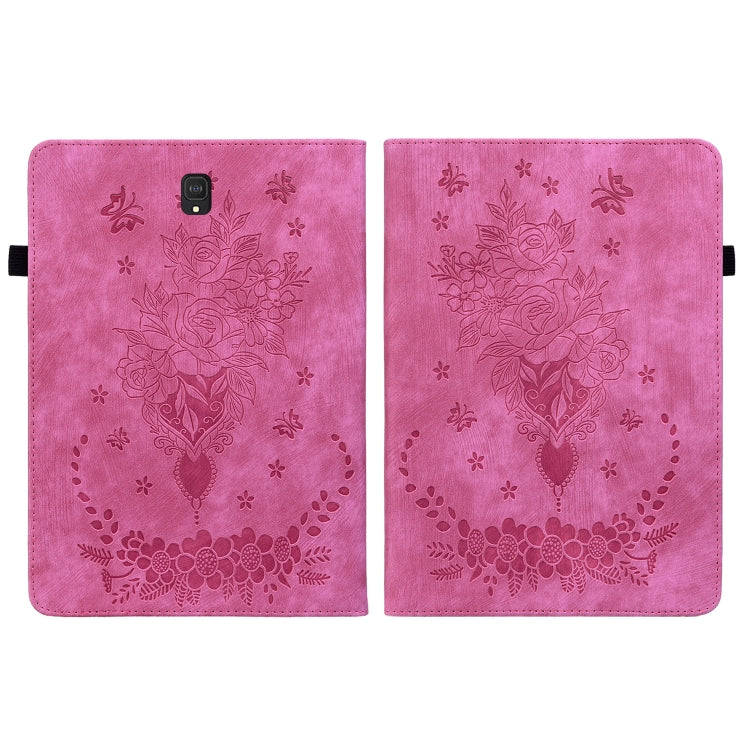 For Samsung Galaxy Tab S4 10.5 SM-T830 Butterfly Rose Embossed Leather Tablet Case(Rose Red) by bashfashion