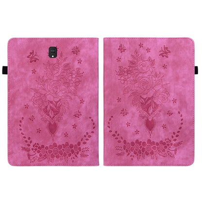 For Samsung Galaxy Tab S4 10.5 SM-T830 Butterfly Rose Embossed Leather Tablet Case(Rose Red) by bashfashion