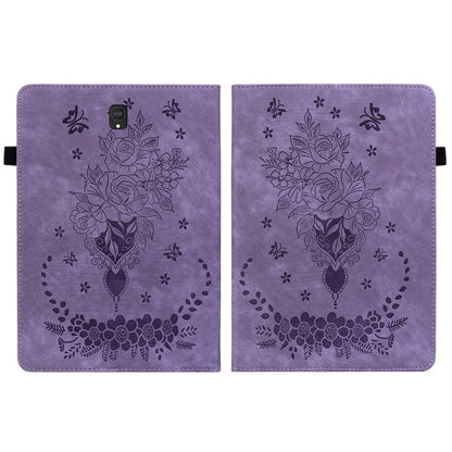 For Samsung Galaxy Tab S4 10.5 SM-T830 Butterfly Rose Embossed Leather Tablet Case(Purple) by bashfashion