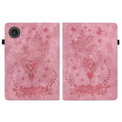 For Lenovo ZhaoYang K10C 10.1 inch Butterfly Rose Embossed Leather Tablet Case(Pink) by bashfashion