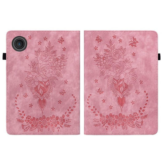 For Lenovo ZhaoYang K10C 10.1 inch Butterfly Rose Embossed Leather Tablet Case(Pink) by bashfashion