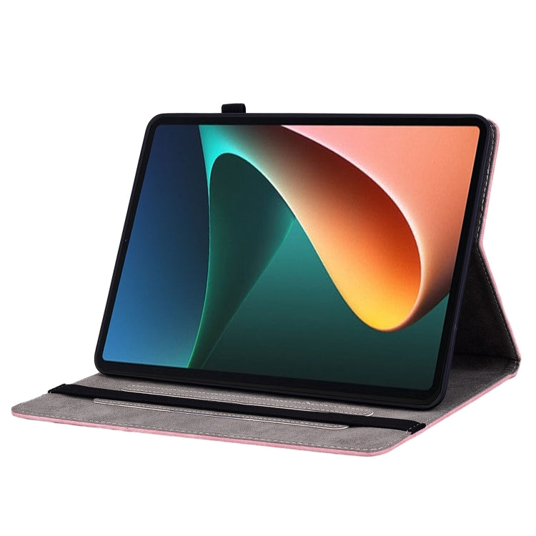 For Xiaomi Pad 5 / Pad 5 Pro Butterfly Rose Embossed Leather Smart Tablet Case(Pink) by bashfashion