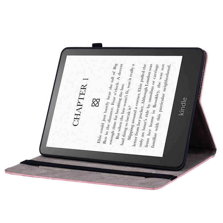 For Amazon Kindle Paperwhite 5 Butterfly Rose Embossed Leather Smart Tablet Case(Pink) by bashfashion