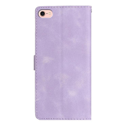 For iPhone 16e Flower Butterfly Embossing Pattern Leather Phone Case(Purple) by bashfashion