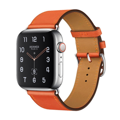 For Apple Watch Series 7 41mm / 6 & SE & 5 & 4 40mm / 3 & 2 & 1 38mm Leather Watch Band(Orange) by bashfashion