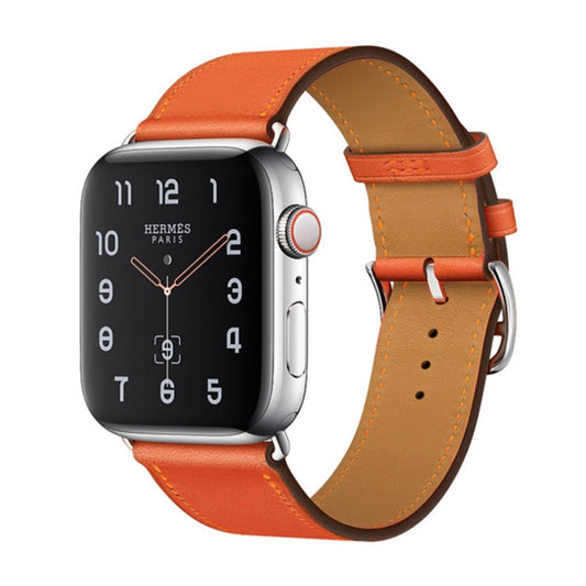 For Apple Watch Series 7 41mm / 6 & SE & 5 & 4 40mm / 3 & 2 & 1 38mm Leather Watch Band(Orange) by bashfashion