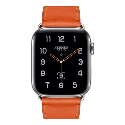 For Apple Watch Series 7 41mm / 6 & SE & 5 & 4 40mm / 3 & 2 & 1 38mm Leather Watch Band(Orange) by bashfashion