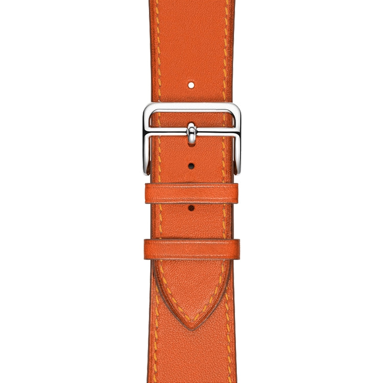 For Apple Watch Series 7 41mm / 6 & SE & 5 & 4 40mm / 3 & 2 & 1 38mm Leather Watch Band(Orange) by bashfashion