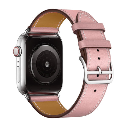 For Apple Watch Series 7 41mm / 6 & SE & 5 & 4 40mm / 3 & 2 & 1 38mm Leather Watch Band(Pink) by bashfashion