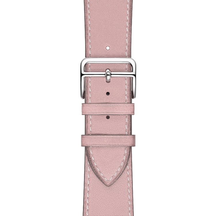 For Apple Watch Series 7 41mm / 6 & SE & 5 & 4 40mm / 3 & 2 & 1 38mm Leather Watch Band(Pink) by bashfashion