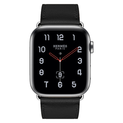For Apple Watch Series 7 41mm / 6 & SE & 5 & 4 40mm / 3 & 2 & 1 38mm Leather Watch Band(Black) by bashfashion