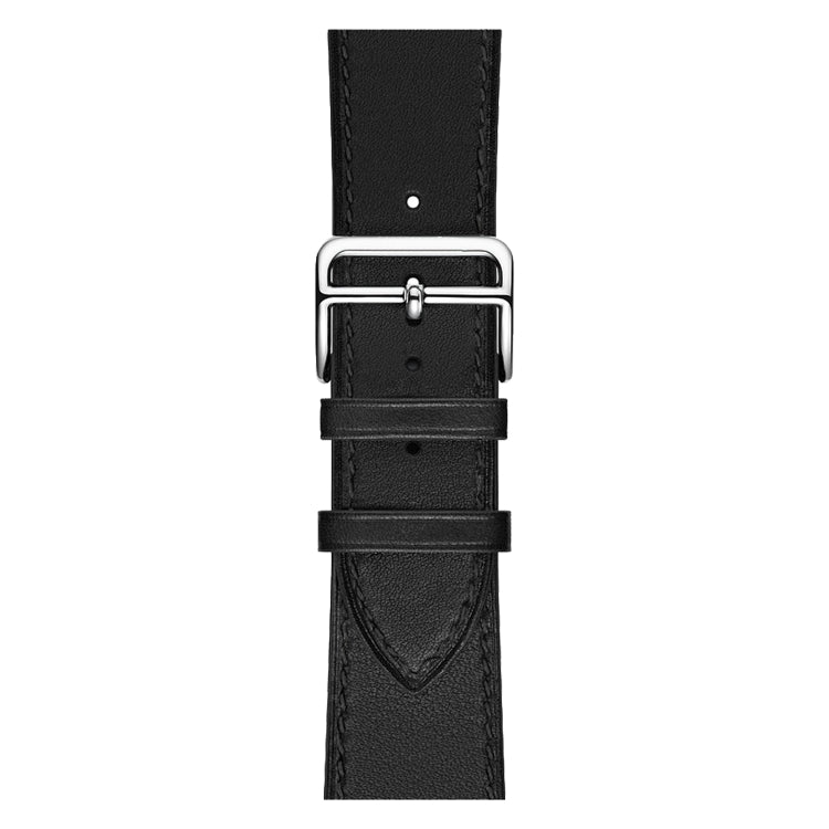 For Apple Watch Series 7 41mm / 6 & SE & 5 & 4 40mm / 3 & 2 & 1 38mm Leather Watch Band(Black) by bashfashion