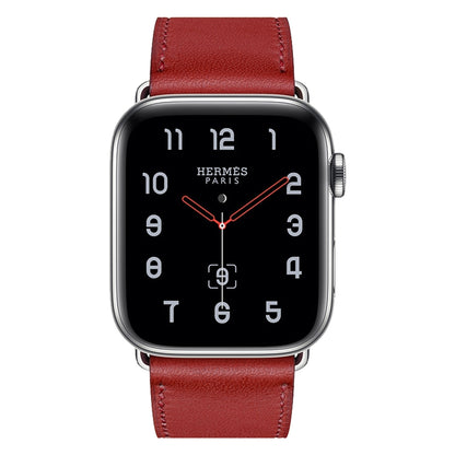 For Apple Watch Series 7 41mm / 6 & SE & 5 & 4 40mm / 3 & 2 & 1 38mm Leather Watch Band(Red) by bashfashion