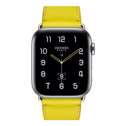 For Apple Watch Series 7 41mm / 6 & SE & 5 & 4 40mm / 3 & 2 & 1 38mm Leather Watch Band(Yellow) by bashfashion