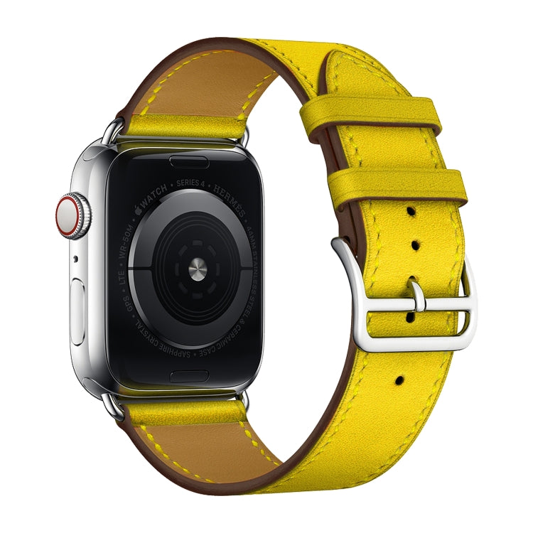 For Apple Watch Series 7 41mm / 6 & SE & 5 & 4 40mm / 3 & 2 & 1 38mm Leather Watch Band(Yellow) by bashfashion