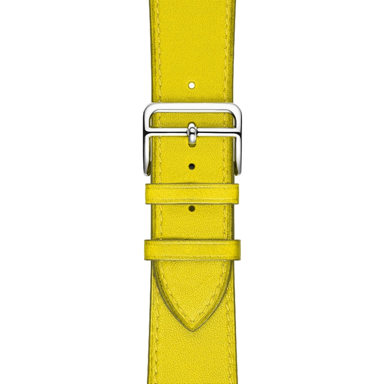 For Apple Watch Series 7 41mm / 6 & SE & 5 & 4 40mm / 3 & 2 & 1 38mm Leather Watch Band(Yellow) by bashfashion