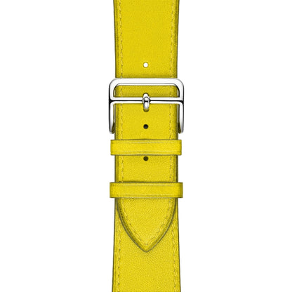 For Apple Watch Series 7 41mm / 6 & SE & 5 & 4 40mm / 3 & 2 & 1 38mm Leather Watch Band(Yellow) by bashfashion