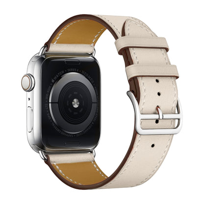 For Apple Watch Series 7 41mm / 6 & SE & 5 & 4 40mm / 3 & 2 & 1 38mm Leather Watch Band(Creamy-white) by bashfashion