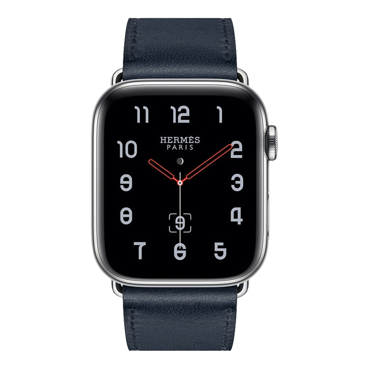 For Apple Watch Series 7 41mm / 6 & SE & 5 & 4 40mm / 3 & 2 & 1 38mm Leather Watch Band(Dark Blue) by bashfashion