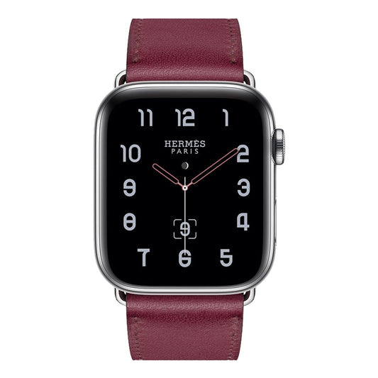 For Apple Watch Series 7 41mm / 6 & SE & 5 & 4 40mm / 3 & 2 & 1 38mm Leather Watch Band(Purplish Red) by bashfashion