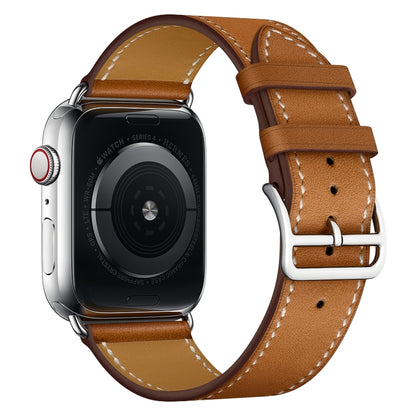 For Apple Watch Series 7 41mm / 6 & SE & 5 & 4 40mm / 3 & 2 & 1 38mm Leather Watch Band(Brown) by bashfashion