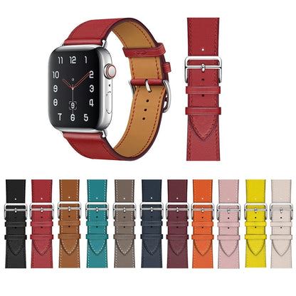 For Apple Watch Series 7 41mm / 6 & SE & 5 & 4 40mm / 3 & 2 & 1 38mm Leather Watch Band(Dark Blue) by bashfashion