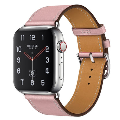 For Apple Watch Series 7 45mm / 6 & SE & 5 & 4 44mm / 3 & 2 & 1 42mm Leather Watch Band(Pink) by bashfashion