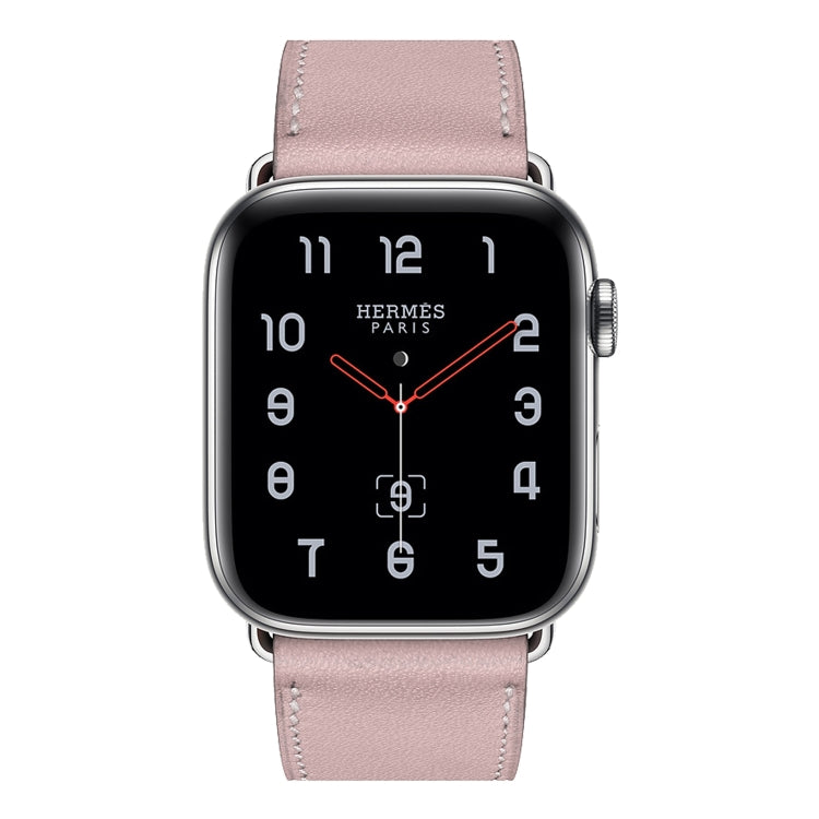 For Apple Watch Series 7 45mm / 6 & SE & 5 & 4 44mm / 3 & 2 & 1 42mm Leather Watch Band(Pink) by bashfashion