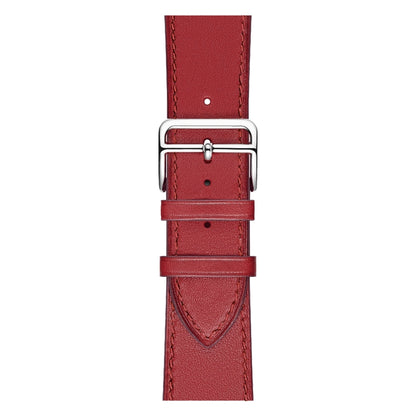 For Apple Watch Series 7 45mm / 6 & SE & 5 & 4 44mm / 3 & 2 & 1 42mm Leather Watch Band(Red) by bashfashion