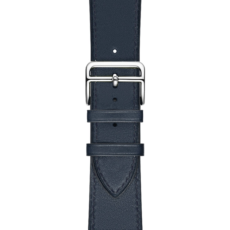 For Apple Watch Series 7 45mm / 6 & SE & 5 & 4 44mm / 3 & 2 & 1 42mm Leather Watch Band(Dark Blue) by bashfashion