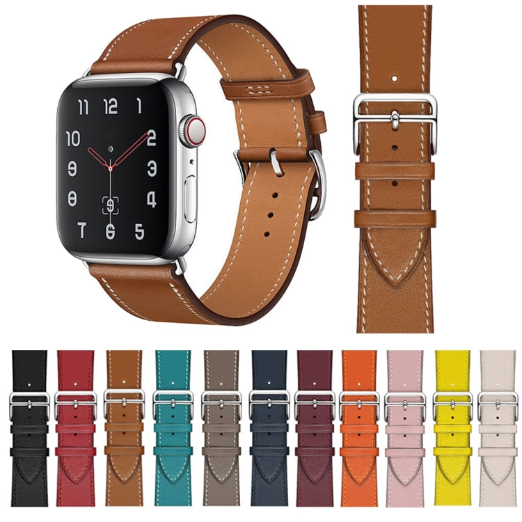 For Apple Watch Series 7 45mm / 6 & SE & 5 & 4 44mm / 3 & 2 & 1 42mm Leather Watch Band(Brown) by bashfashion