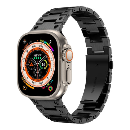 Double Rows Metal Watch Band For Apple Watch 8 41mm(Black) by bashfashion