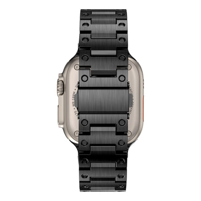 Double Rows Metal Watch Band For Apple Watch 8 45mm(Black) by bashfashion