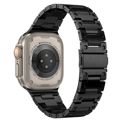 Double Rows Metal Watch Band For Apple Watch 7 45mm(Black) by bashfashion