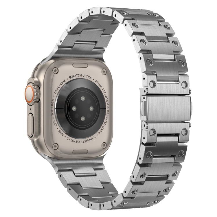 Double Rows Metal Watch Band For Apple Watch 7 45mm(Silver) by bashfashion