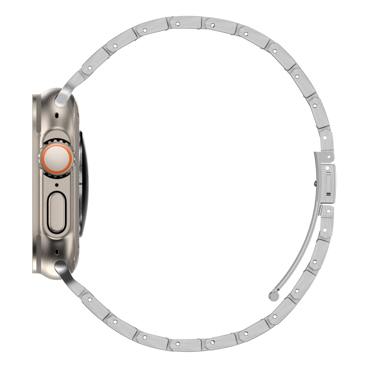 Double Rows Metal Watch Band For Apple Watch 7 45mm(Silver) by bashfashion