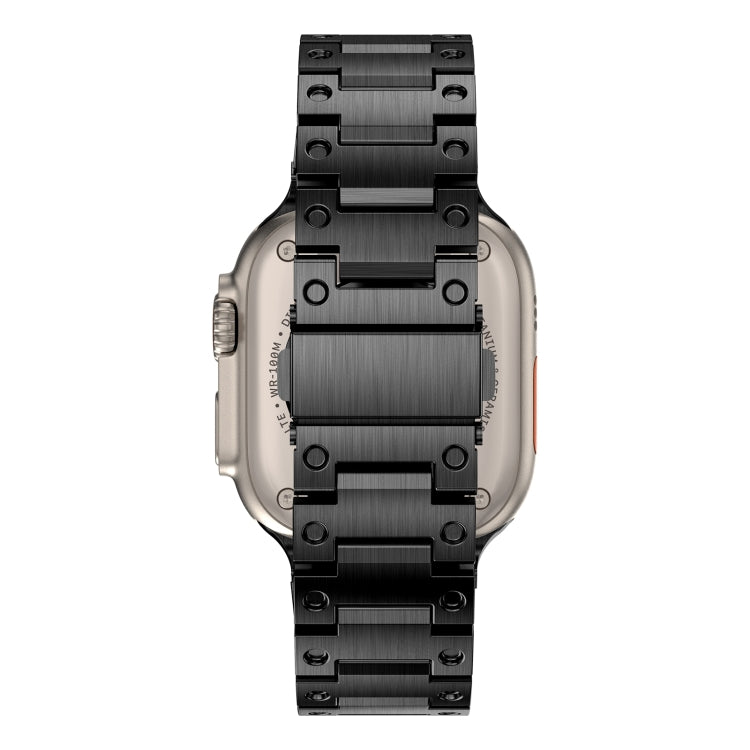 Double Rows Metal Watch Band For Apple Watch Ultra 2 49mm(Black) by bashfashion