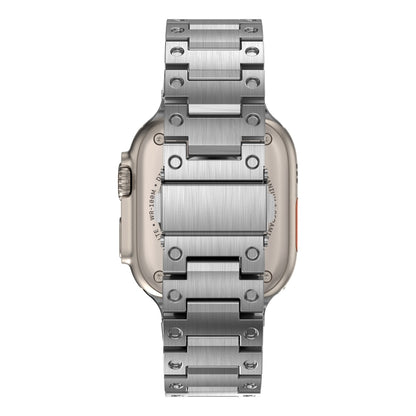 Double Rows Metal Watch Band For Apple Watch 9 45mm(Silver) by bashfashion