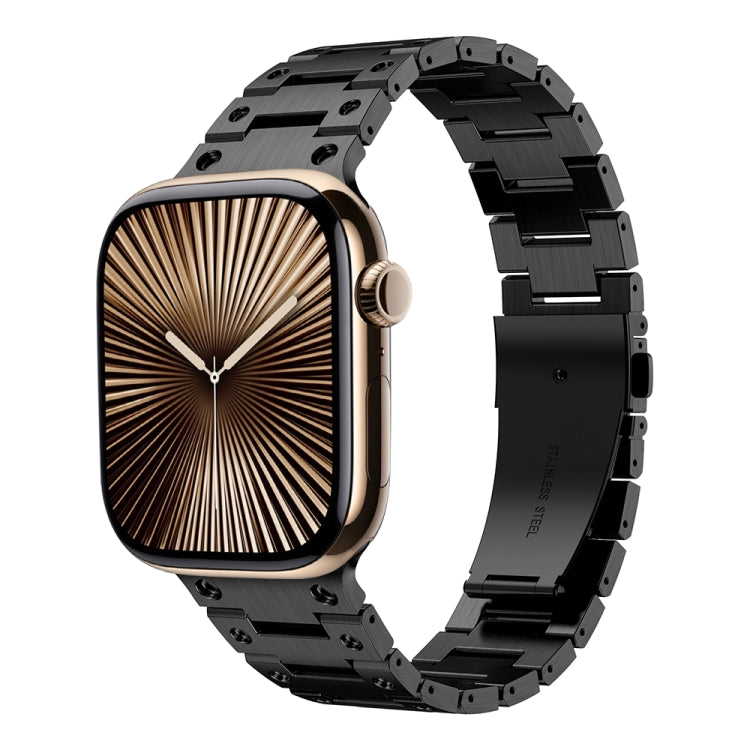 Double Rows Metal Watch Band For Apple Watch Series 10 42mm(Black) by bashfashion